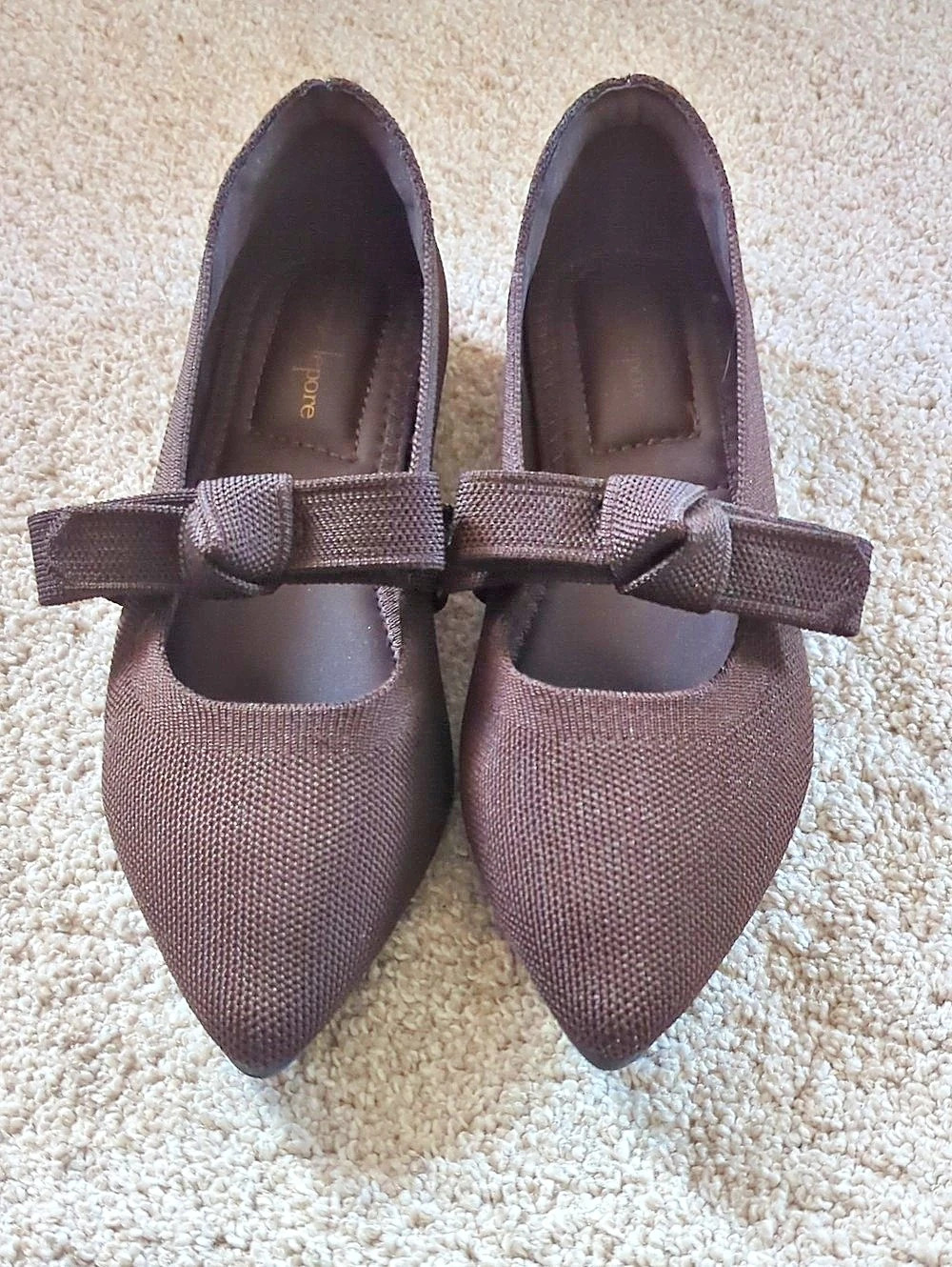 Nanette Lepore Brown Pointed-Toe Bow Flats Like New - Picture 2 of 7